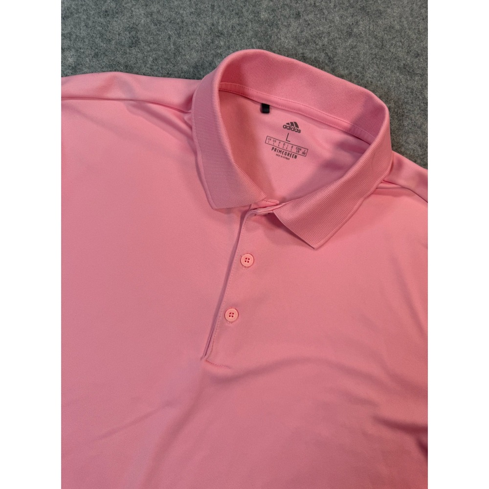 Adidas Mens Primegreen Golf Polo Shirt‎ Pink Short Sleeve Logo Size L